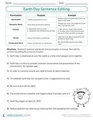 Earth Day Sentence Editing