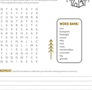 Let's Go Camping! Word Search
