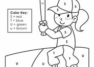 Color by Letter: Playing Baseball