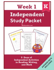 Kindergarten Independent Study Packet - Week 1