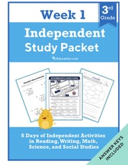 Third Grade Independent Study Packet - Week 1