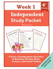 Fourth Grade Independent Study Packet - Week 1