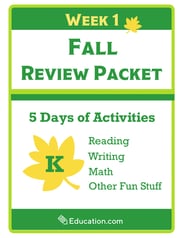 Kindergarten Fall Review Packet - Week 1