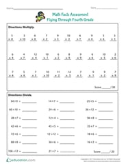 Math Facts Assessment: Flying Through Fourth Grade