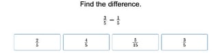 Subtracting Fractions With Like Denominators