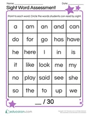 Sight Word Assessment