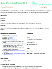 Sight Words that Start with A