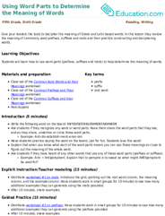 Using Word Parts to Determine the Meaning of Words